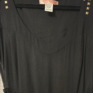 Black Gold Ruffled Tiered Midi Dress Sheer Bodice